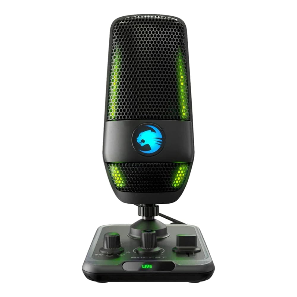 Torch USB Microphone, Studio-Grade Audio, PC Computer Gaming Wired Mic, RGB AIMO Lighting with Indicator, For Streaming, Recording, Podcasting, Quick Mute, Boom Arm Compatible, Black