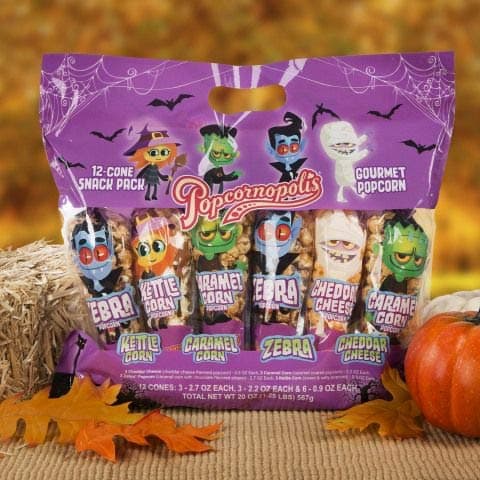 Popcornopolis Halloween 12 Cone Variety Snack Pack each 0.9 oz - 20 oz Bag