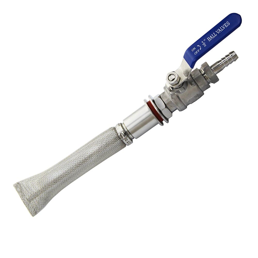 UP100 Weldless Boil Kettle Ball Valve 6 inch Bazooka Screen Kit & Hose Barb Homebrew