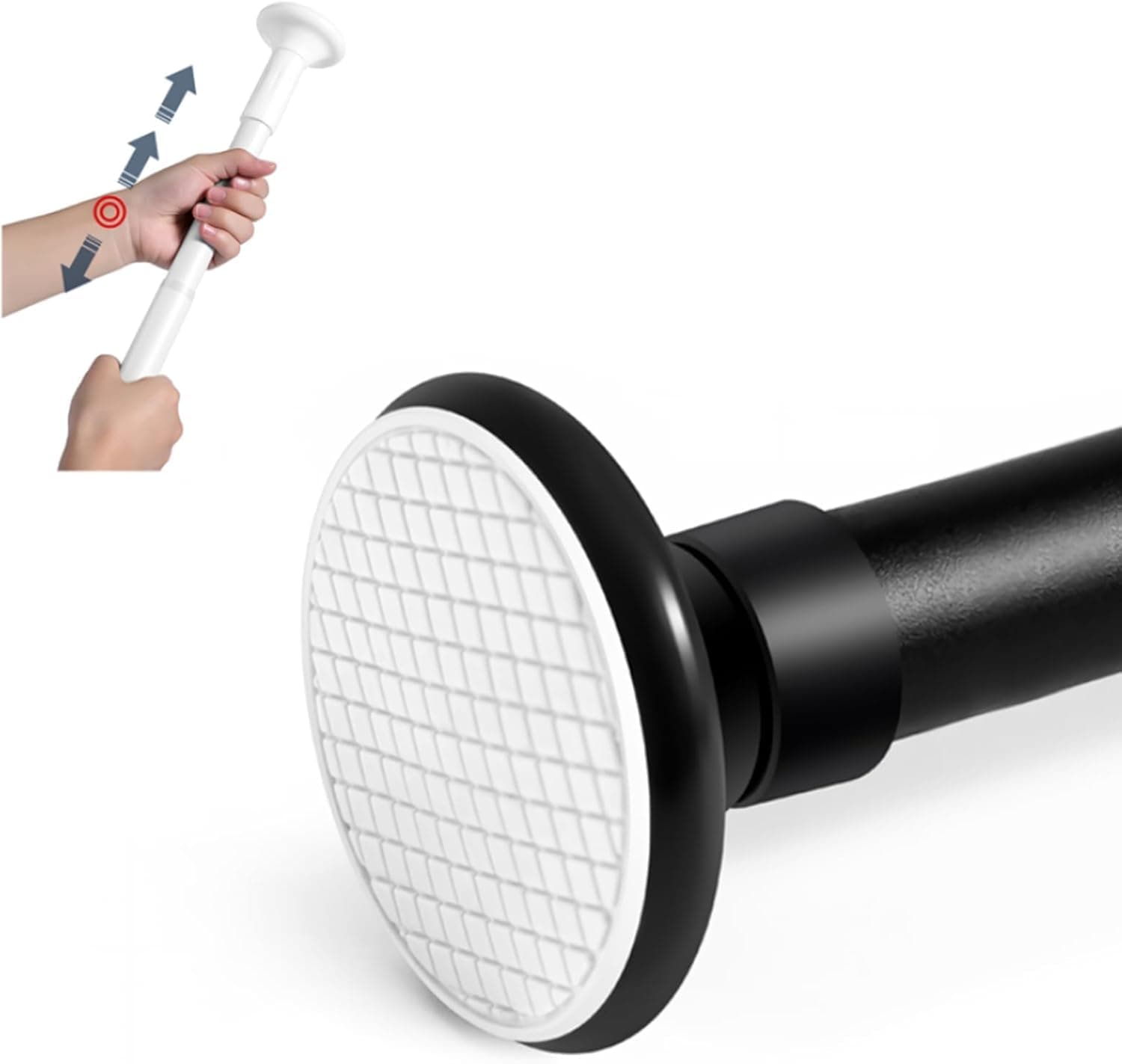 YESMAX Adjustable Small Curtain Rods, Shower Curtain Tension Rods for Window, Bathroom, Cupboard, Kitchen, No Drilling (Black, 110-200 cm)