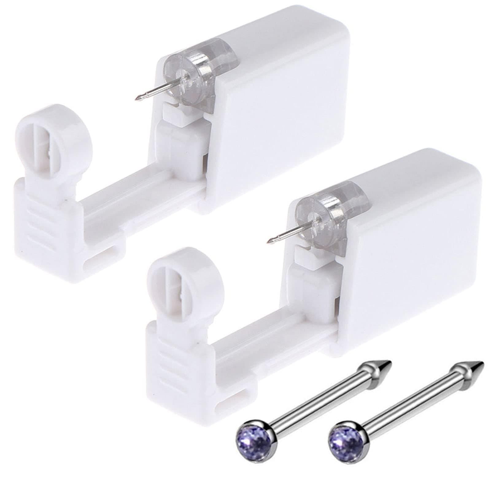 Nose Piercing Gun - 2 Pack Self Nose Piercing Kit Unit Disposable Nose Piercing Gun with Nose Stud Piercing Kit Tool for Cartilage Tragus Helix Piercing Gun Piercing Jewelry (Purple)
