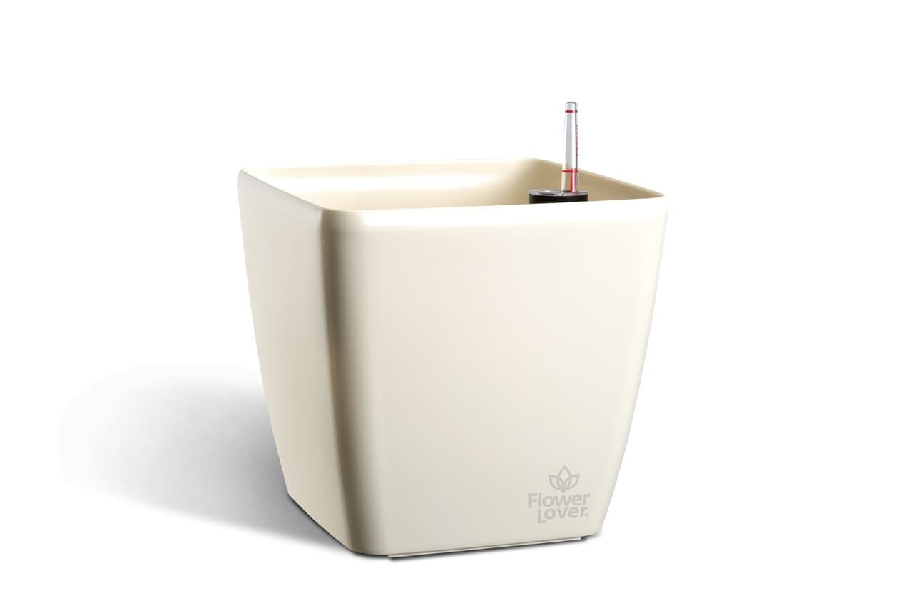 Flower lover 41116633 Quadrato Plant Pot with Watering System 25 x 25 x 24 cm white, 24x24x23 cm
