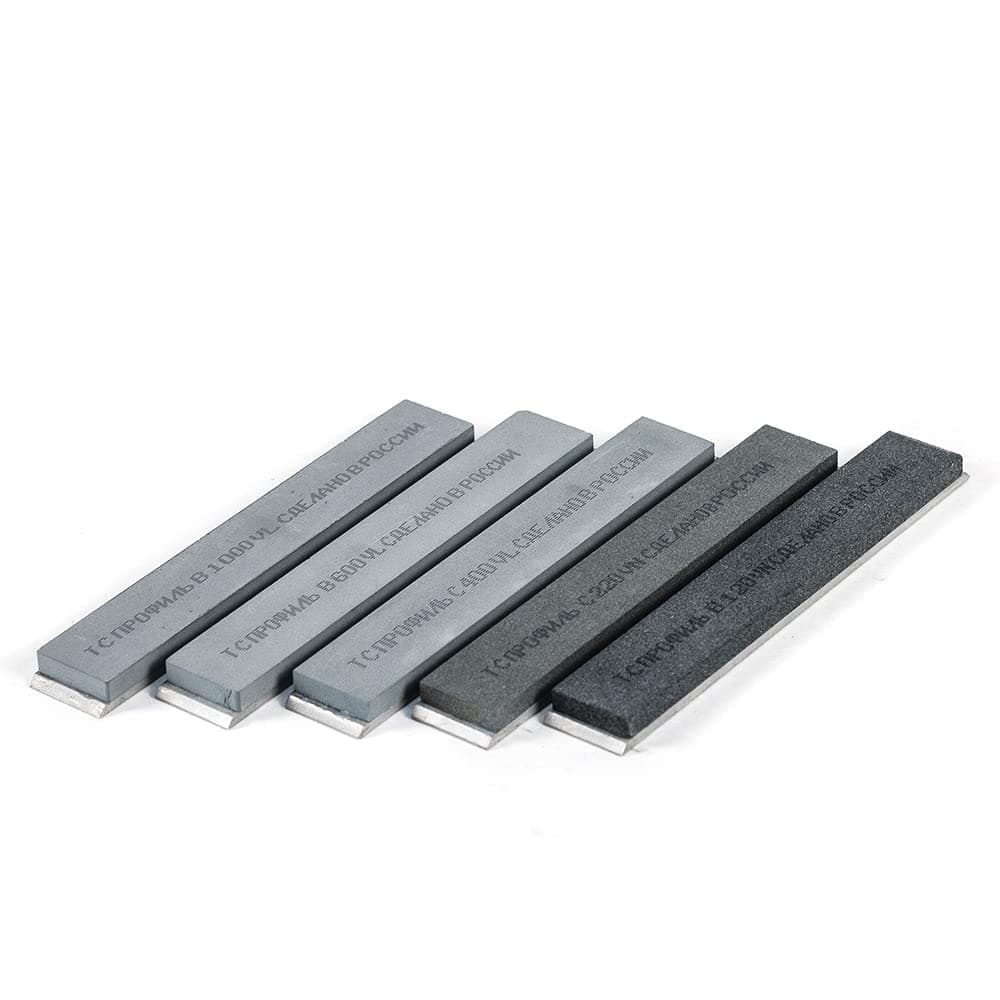 TSPROF Abrasives Silicon Carbide | 6" x 1" x 0.25" | Sharpening Stone Set with Aluminum Mounting | for Tsprof, Apex Edge Pro, Hapstone | Set of 5 stones with holder