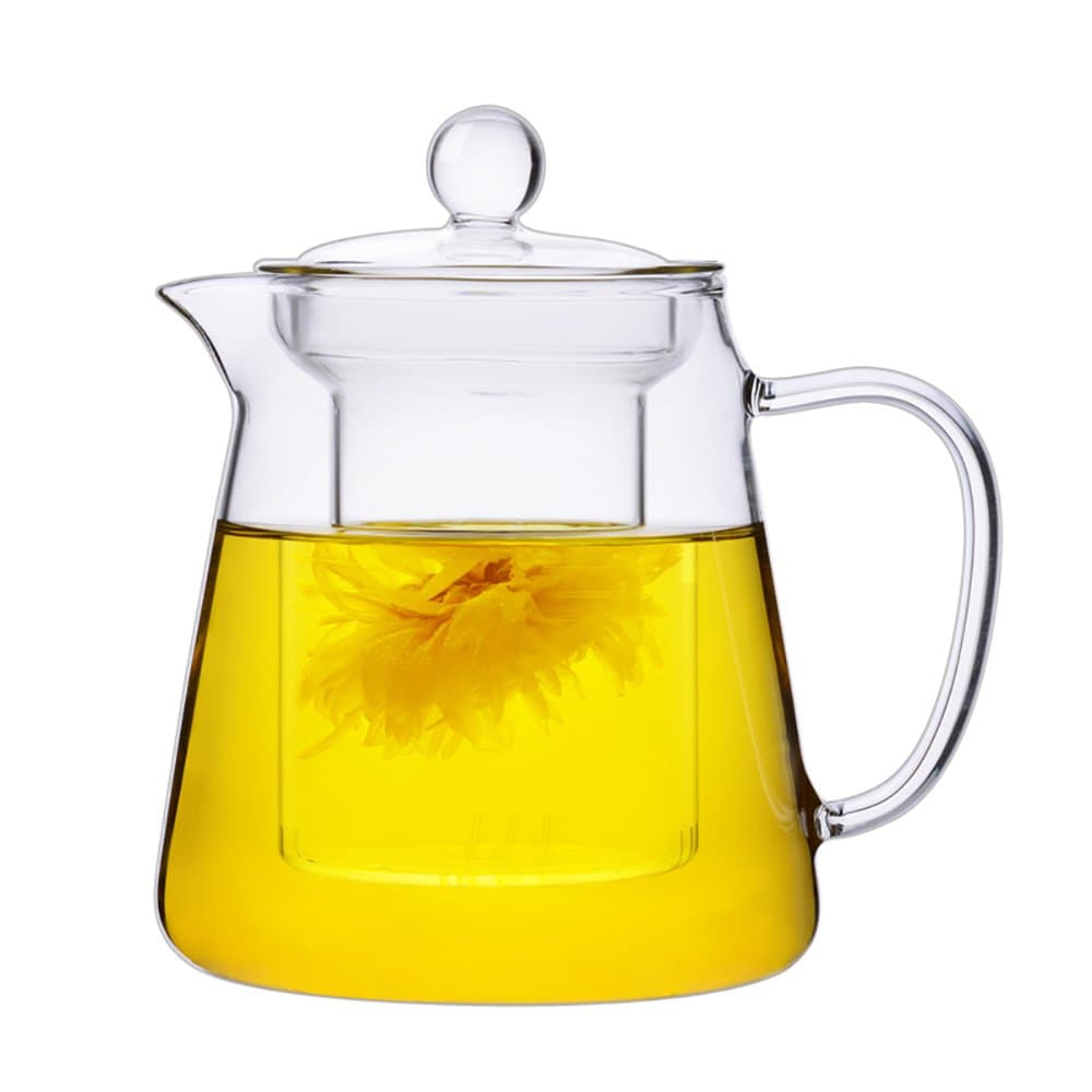 Xiazhi Glass Teapot with Glass Infuser & Lid, Borosilicate Glass Tea Pots, Loose Leaf Tea Maker, Microwave and Stovetop Safe (700ML)