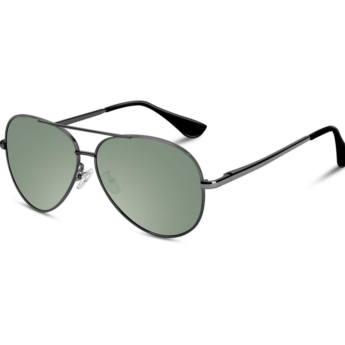 Sunglasses Man Pilot Polarized Mens -VVA Pilot Polarised Sunglasses Mens Unisex UV400 Protection By V101(Green/Gun)