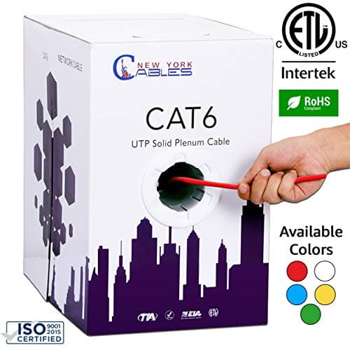 Cat6 Plenum 1000ft Bulk UTP Solid 23Awg CMP 550MHz Ethernet Network Cable Red