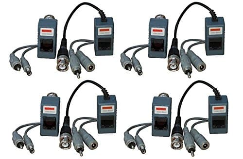 CamVtech USA 4 Pairs Video Audio Power Balun Network Transceiver Connectors CAT5/CAT6 to BNC High-end unit