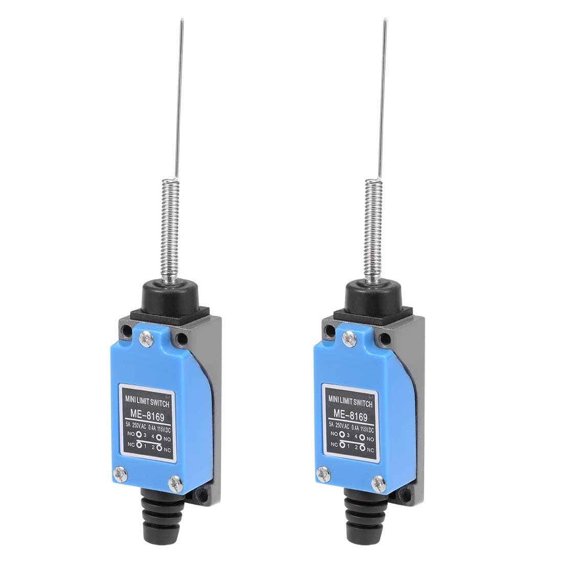 uxcell ME-8169 Cat Whisker Flexible Coil Spring Momentary Limit Switch 1NC+1NO 2Pcs for CNC Mill 3D Printer Door Switch