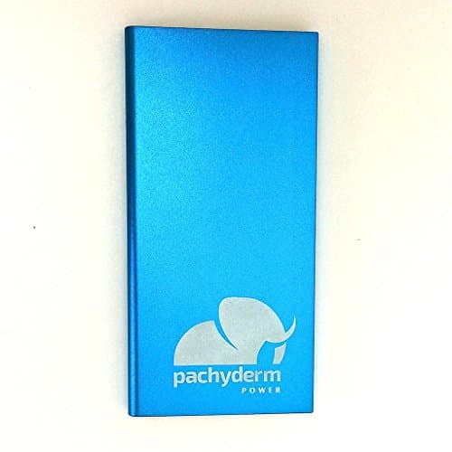 Pachyderm POWER 10,000mAh Ultra-Slim, Dual USB Charger, Portable Phone Charger External Battery Pack Power Bank (CYAN BLUE/WHITE LOGO)