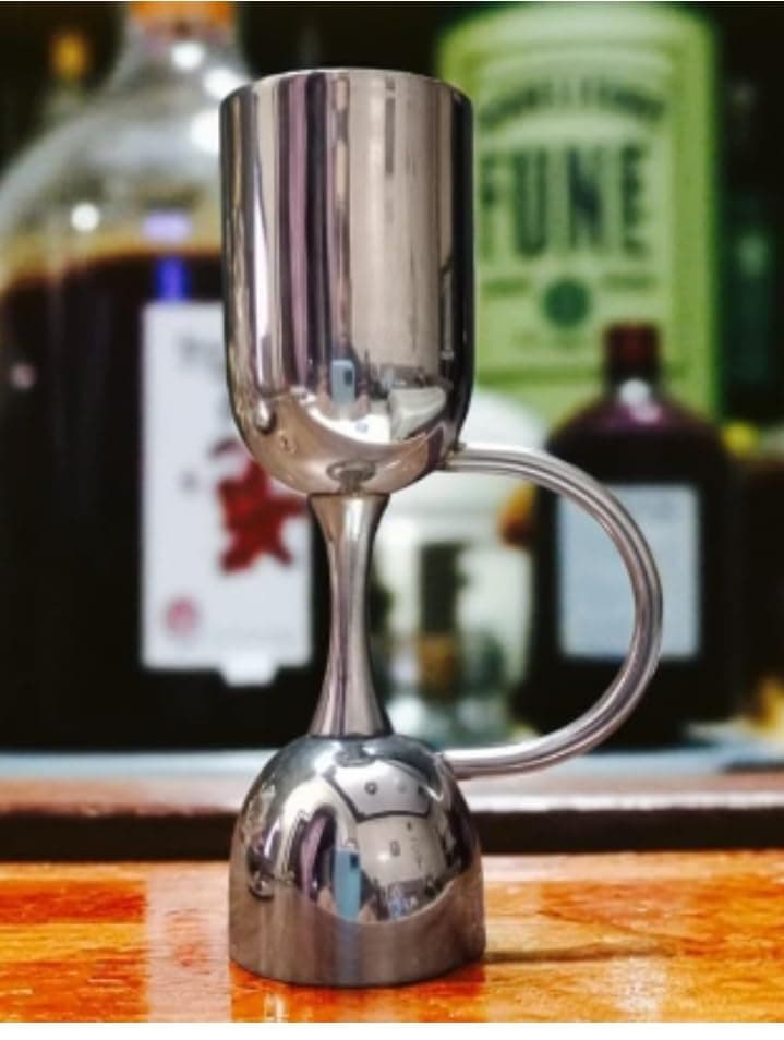 Stainless Steel peg Measurer 30 & 60ml Jigger Bar Cocktail Jigger Shot Glass Metal peg Measure Cup Tool Shot Ounce Bar Mixed Cocktail Beaker Set of 1