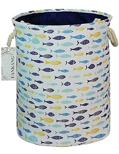 FANKANG Storage Baskets,Collapsible & Convenient Nursery Hamper/Laundry Bin/Toy Collection Organizer for Kid's Room (Round Fish)