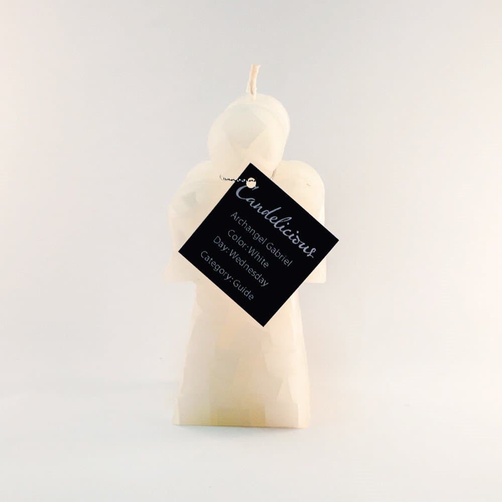 Candles Single Wick White Wax Chunks Angel Handmade Decorative, Archangel Gabriel. Holiday Present.Gift. Mother's Day. Christmas. Hand Poured in Costa Rica. Candelicious