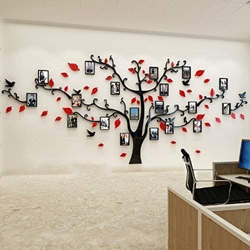 Unitendo 3D Wall Stickers Photo Frames FamilyTree Wall Decal Easy to Install &Apply DIY Photo Gallery Frame Decor Sticker Home Art Decor Red-Black.