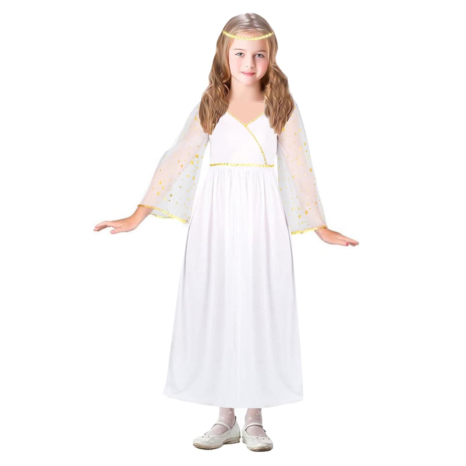 SULOLI Girls Angel Costume for Christmas Nativity Panto Fancy Dress Kids Children