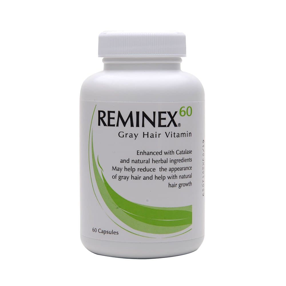 Reminex 60 Anti-Gray Hair Vitamin - Enriched With Catalese To Restore Gray and White Hair To Original Color - Essential Nutrients Promote Hair Regrowth (1 Bottle)