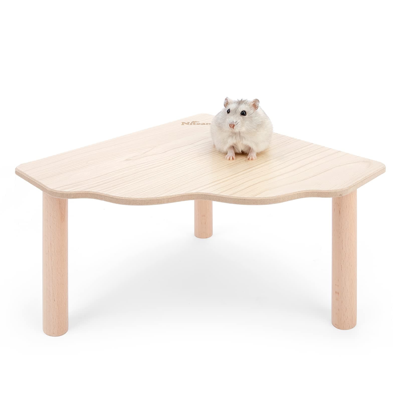 Hamster Play Wooden Platform for Dwarf Syrian Hamsters Gerbils Mice Degus or Other Small Pets (Triangle - 4.7'' Height, Burlywood)