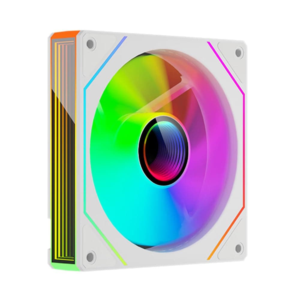ICOLER Prism 4 MAX 120mm ARGB Reverse case Fan,Infinity Mirror RGB Light Effect 5V 3PIN Motherboard Light Sync 800~1600RPM PWM PC Fan Suitable for Computer Case and CPU Cooler（White）