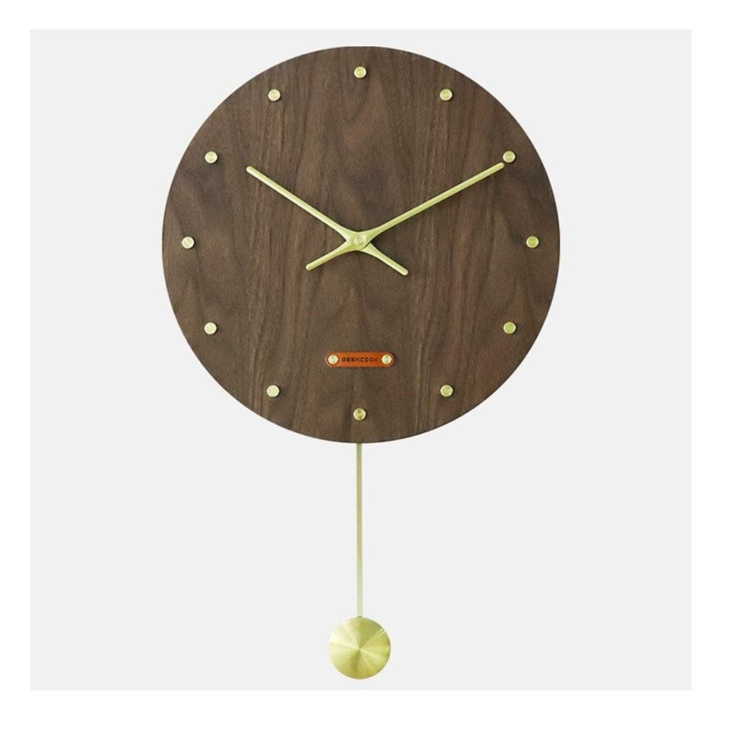 GUAZHONG Wall Clock Battery Operated Modern Decorative Bedroom Kitchen Office Simple Design Gold Pendulum Wood Quartz Clocks 412585