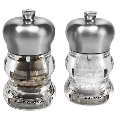 Cole & Mason Ascot Pepper Mill, Metallic, 10 cm with Ascot Salt Mill, Metallic, 10 cm