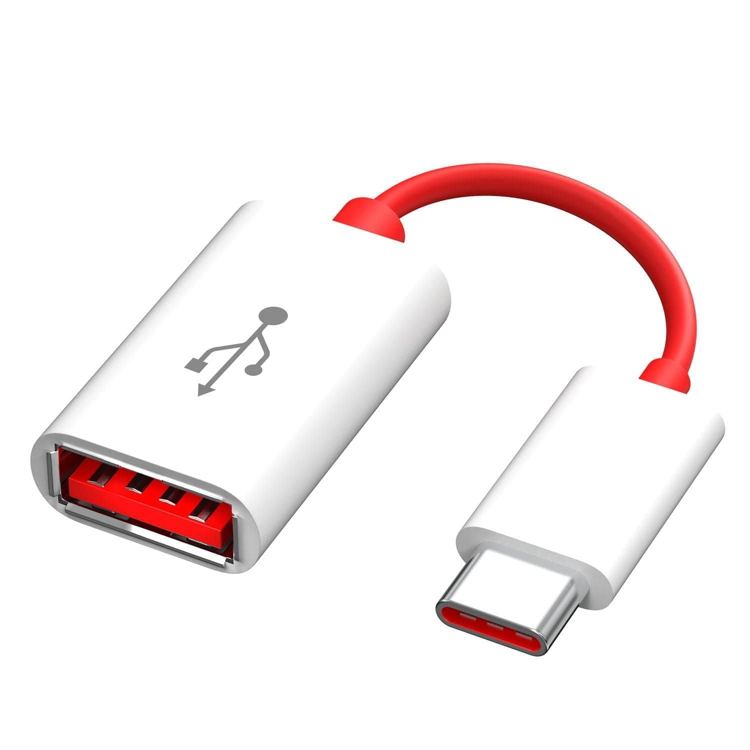 JGD PRODUCTS USB 3.0 to Type-C OTG Cable Male-Female Adapter Compatible with All C Type Supported Mobile Smartphone and Other Devices (White & Red)