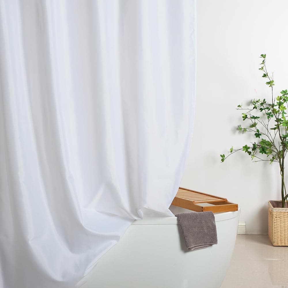 Extra Wide Shower Curtain Liner 84 x 72 Inch, Fabric Shower Curtain Liner for Bathroom Curtain, Hotel Quality, Water Repellent, White