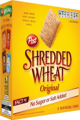 Post Shredded Wheat Original Cereal (12-Biscuits), 10-Ounce Boxes (Pack of 4)