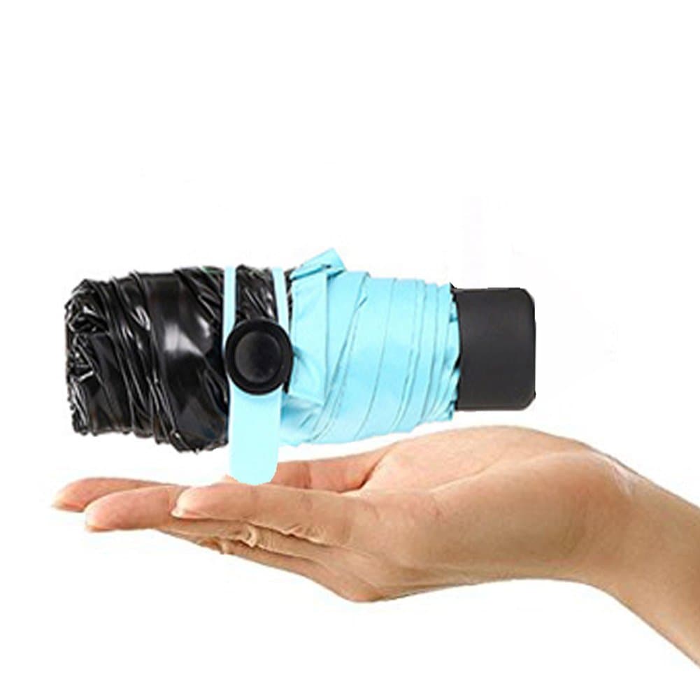 CNHY Mini Umbrella Travel Anti Ultraviolet 5 Folding Compact Pocket Umbrella, Ultra Protective (95% UV Resistance) (Green)