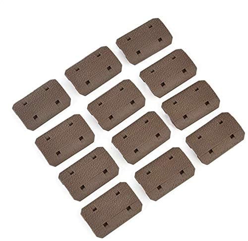 12pcs Type Nylon Mlok Handguard Protector Rail Cover Panel for Mlok Rail Handguard System (Tan)
