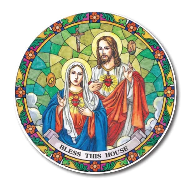 Bless This House suncatcher stained glass window sticker reusable 6 inch sun catcher