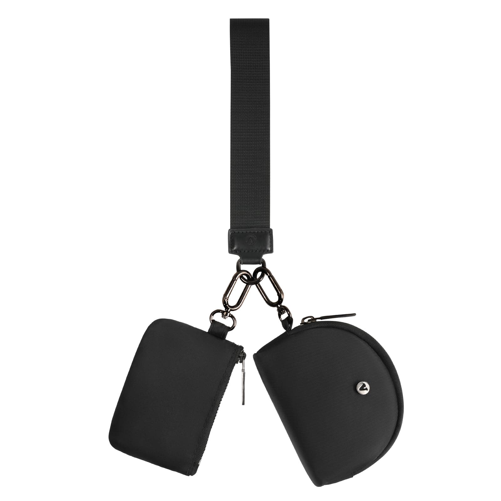 KeyChain Wallet Wristlet Wallets For Women Mini Zip Dual Pouch Wristlet (black+black)