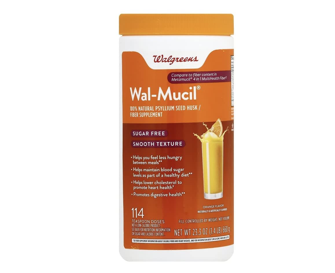 Walgreens Wal-Mucil 100% Natural Psyllium Seed Husk Bulk Forming Fiber Supplement Powder, 48.2 oz