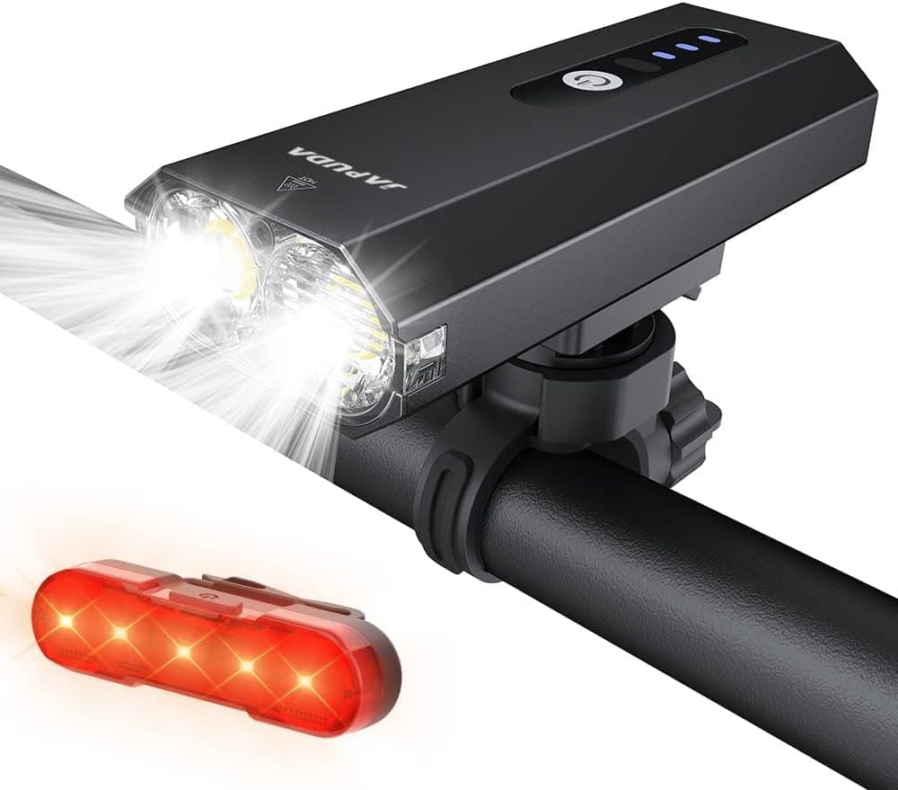 Super Bright 8000Lumens USB Rechargeable Bike Light Set, Super Bright 2LED Bike Lights Front and Back, Waterproof Bicycle Headlight Taillight for Cycling Road Mountain