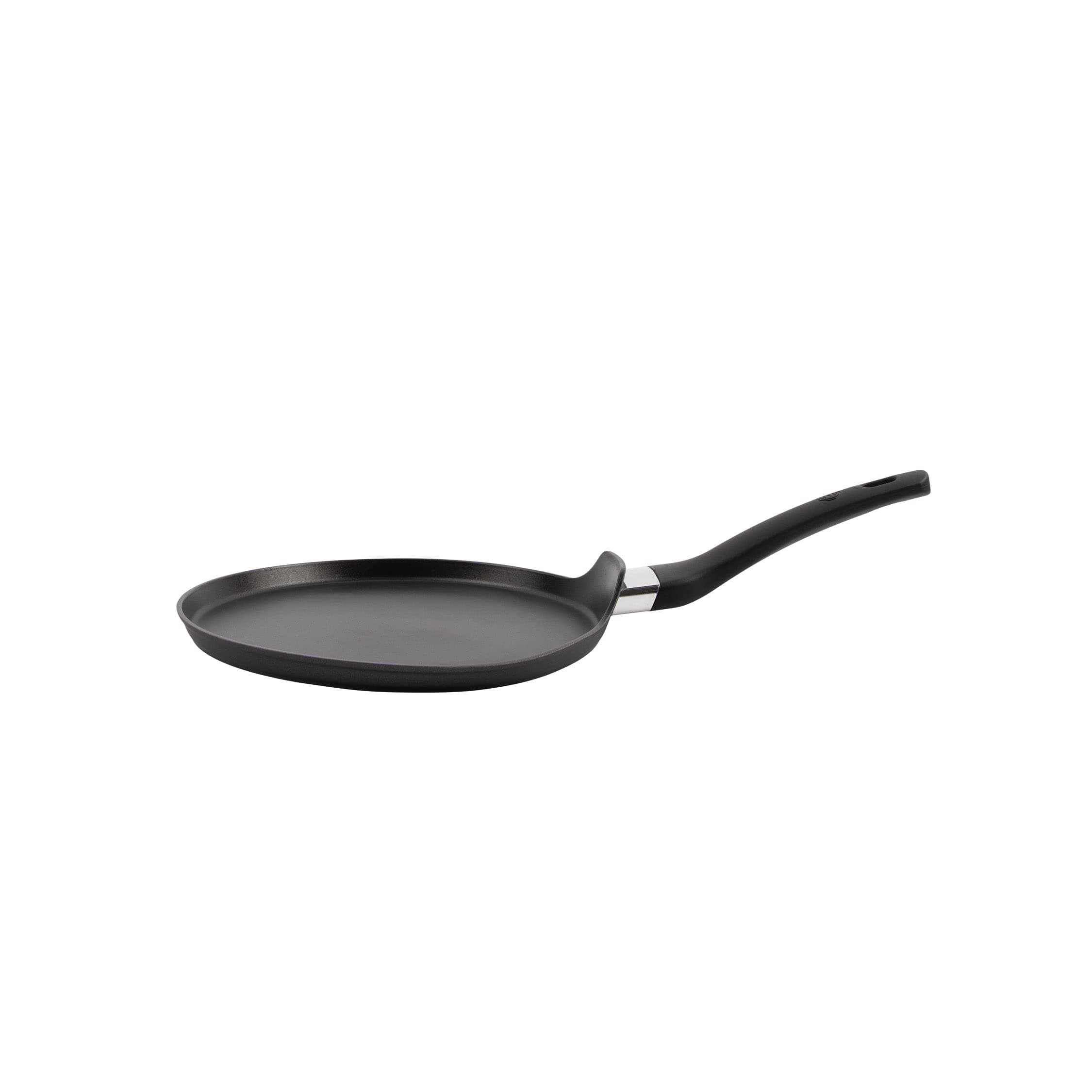 Pancake Pan Non Stick Crepe Maker, Chapati, Roti & Dosa Tawa for Induction Hob, Gas, Halogen & Ceramic Stoves, Swiss Engineered Aluminium with Scratch Resistant Coating, 25cm, Black