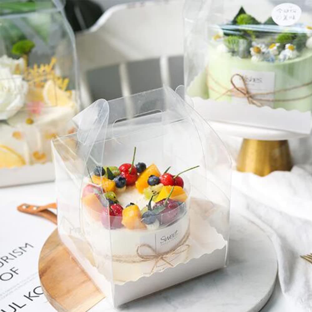 DZOZO 10 Pcs Clear Square Cake Boxes Clear Plastic Candy Chocolate Dessert Cake Boxes