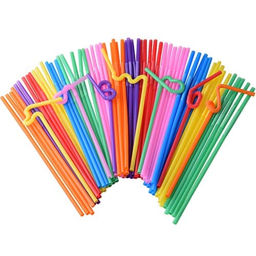 Deserthome Long Flexible Straws,200 Pieces Individually Paper Package Extra Long Bendable Drinking Straws(Color)