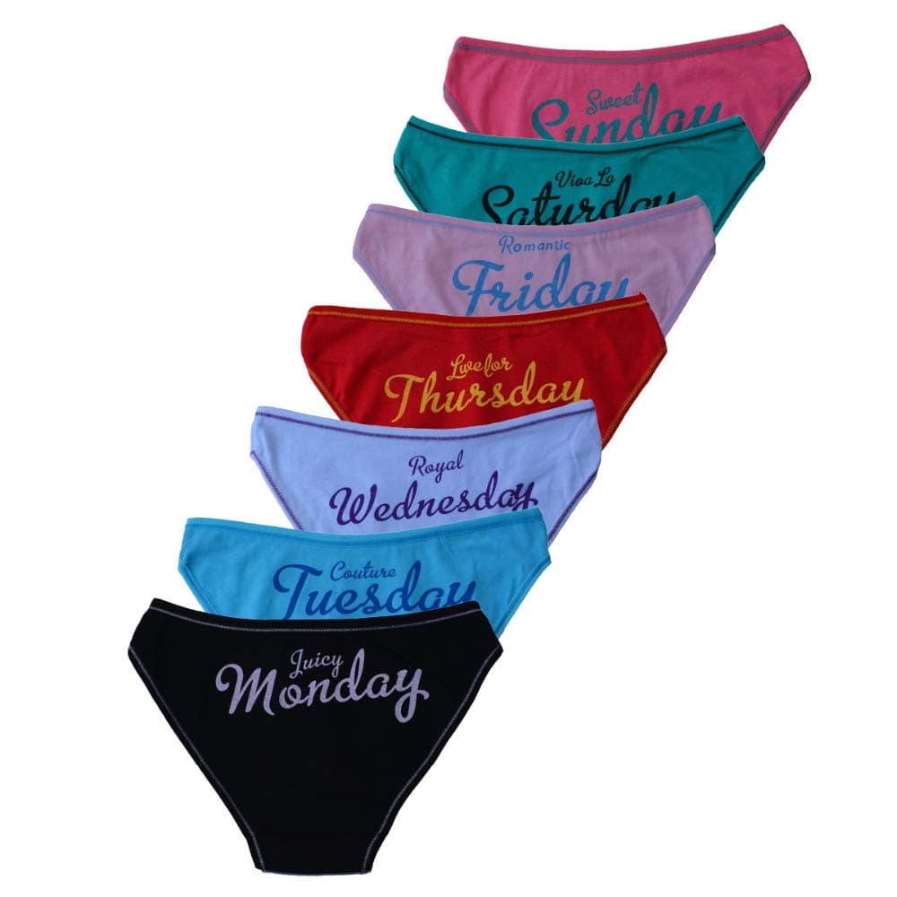 Bestmaple7 Pack Women Knickers Underwear Cotton Every Weekdays Ladies Panties Week Days Printed Briefs