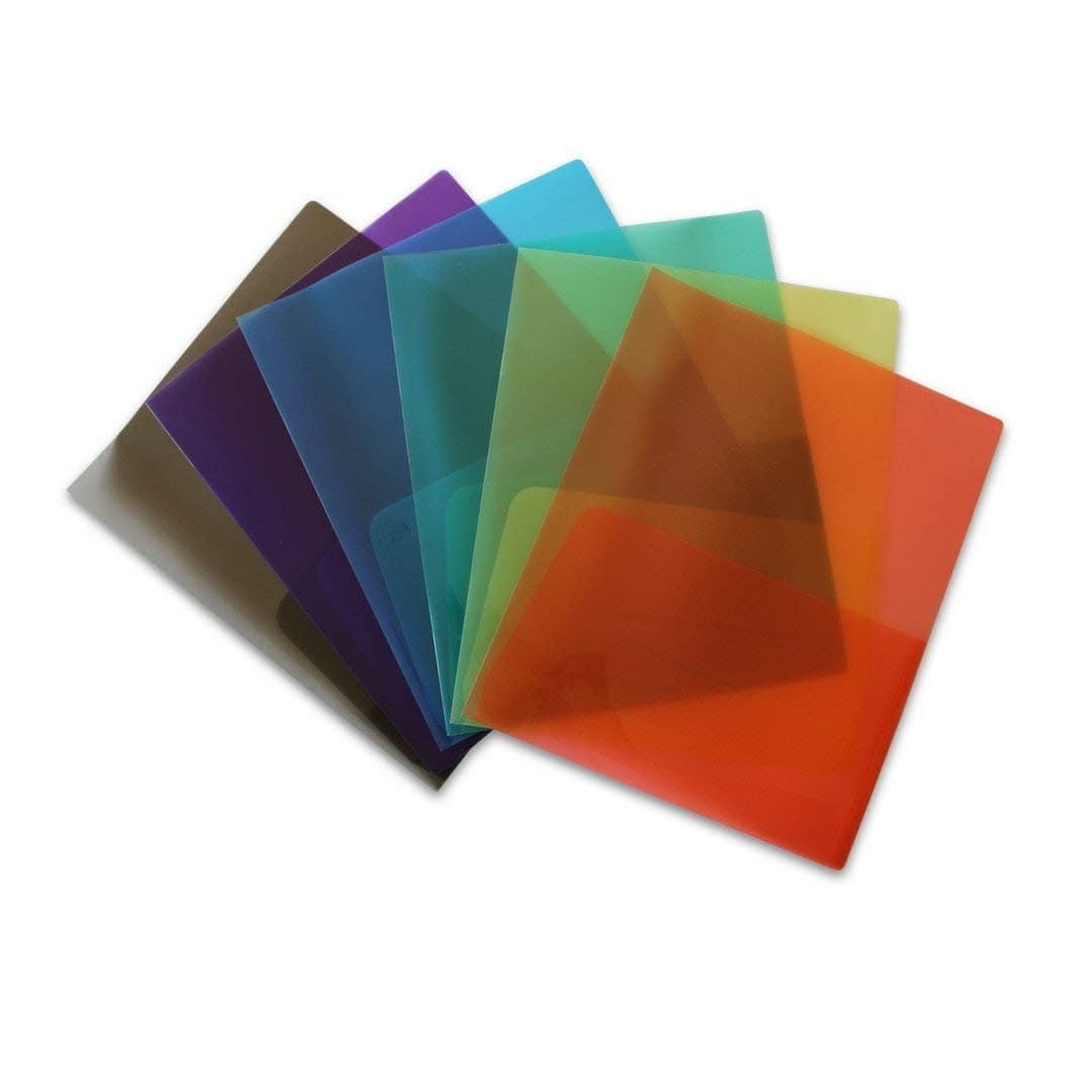 STEMSFX Clear Lightweight Plastic 2 Pocket Folder for Letter Size Papers, Includes Business Card Slot, 6 Piece