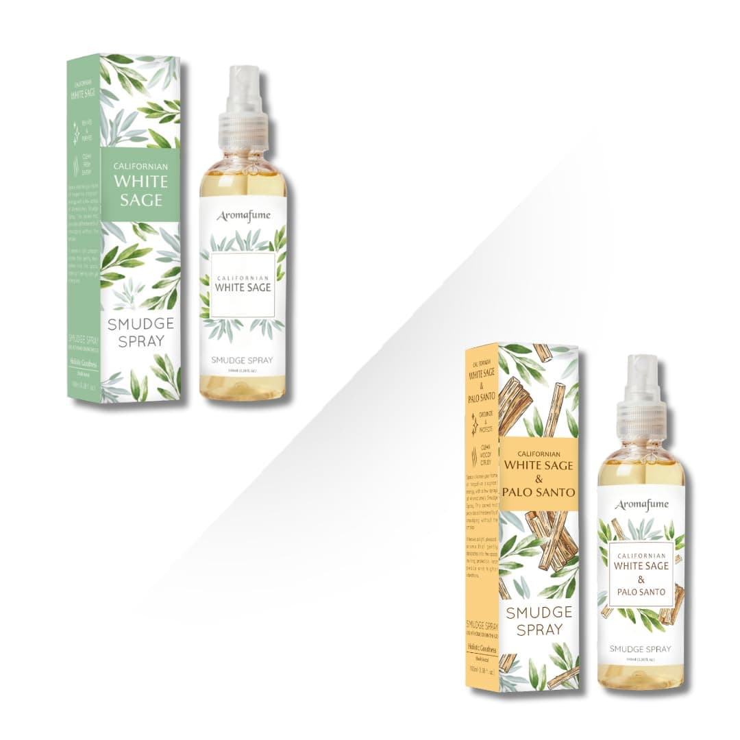 White Sage Smudge Spray + White Sage and Palo Santo Smudge Spray |100ml each | Induce Positivity, Protection, Purification & Relaxation | Fresh, Earthy & Herbal Scents