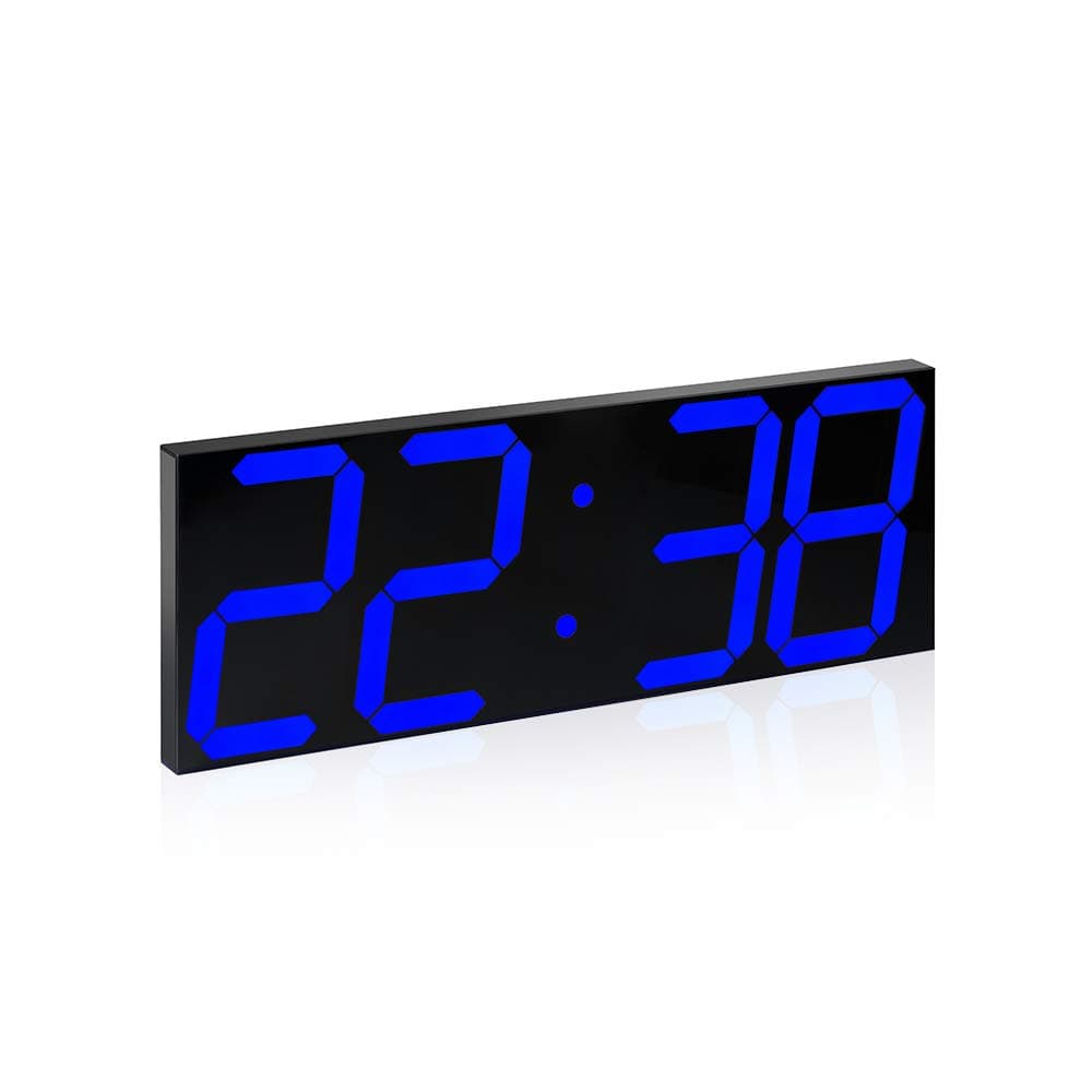 Large LED Digital Wall Clock Jumbo Larger Numbers Alarm Clock with Remote Control,Thermometer, Calendar, Snooze, Alarm, Countdown, Hours/Minutes (Blue)