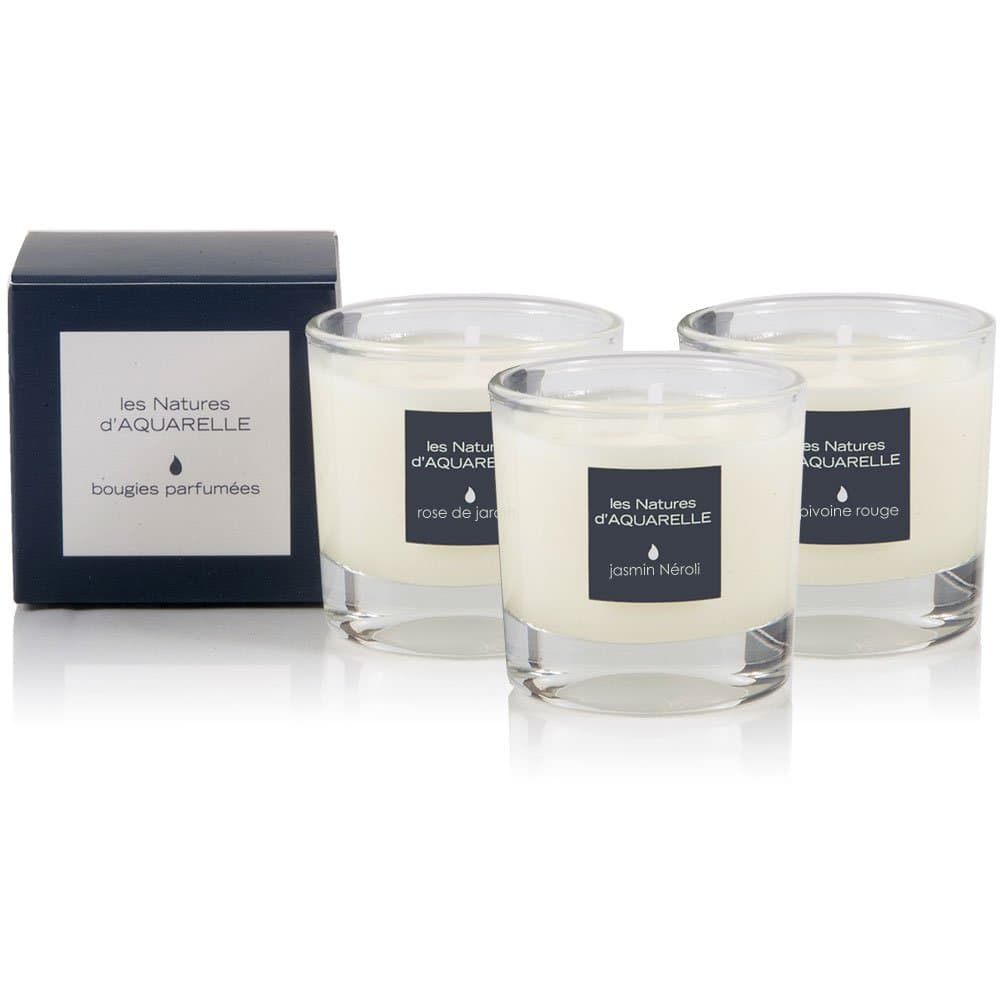 Aquarelle 3 Scented Candles Fig + Neroli Jasmine + Red Peony 30 g
