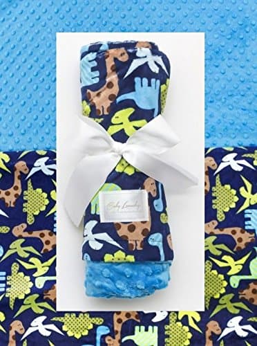 Baby Laundry Patterned Baby Blanket for Boys Girls - Dinosaur/Azure Bump Baby (27"x36")