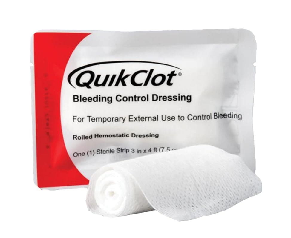 QuikClot Clotting Gauze - Bleeding Hemmorhage Control Dressing 3" x 48" (4ft) - Public Access Hemostatic