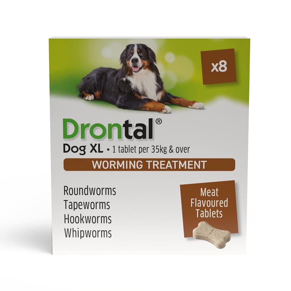 Bayer Drontal Plus Flavour Round and Tapewormer Pack of 8 Tablets - XL Dogs (35kg)