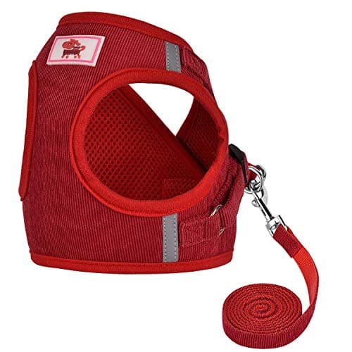 GAUTERF Dog Harness, Cat Harnesses and Puppy Harness with Leashes Set, Adjustable Reflective Soft Corduroy Vest Fit Puppy Kitten Rabbit's Outdoor Harness
