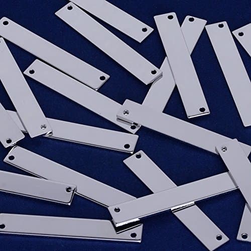 1 5/8"x1/4"(40x6mm) Brass Rectangle Stamping Blank Bar with 2 Holes,Necklace bar Blanks,Name Plated,DIY Jewelry,Sold 10pcs/lot,Nickel