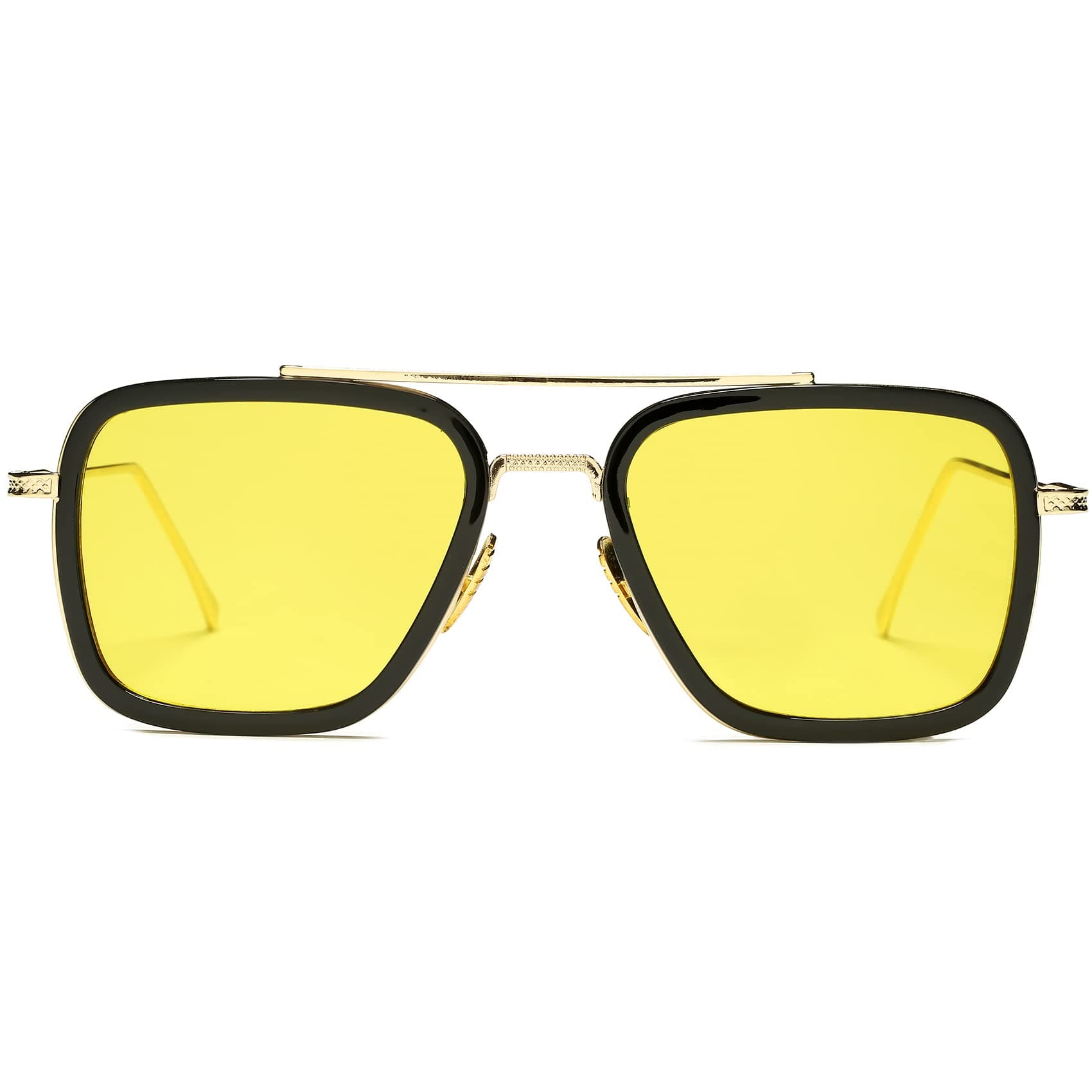 Tony Stark Sunglasses Vintage Square Metal Frame Eyeglasses for Men Women - Iron Man and Edith Sun Glasses