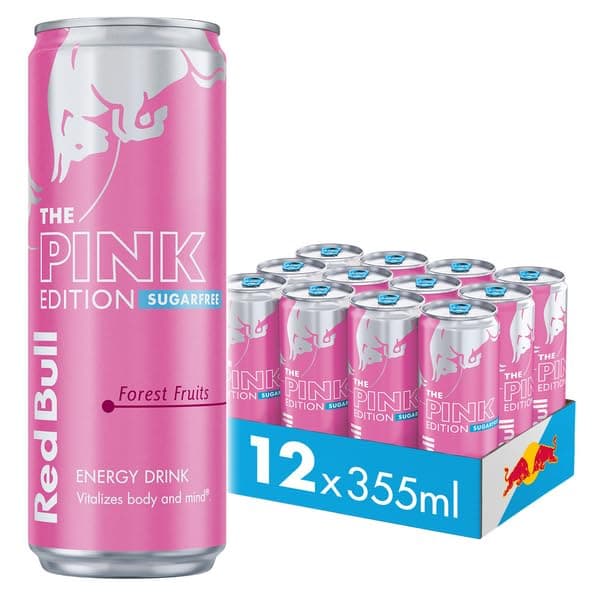 Red Bull Energy Drink Sugar Free Pink Edition Forest Fruits, 355 ml x12