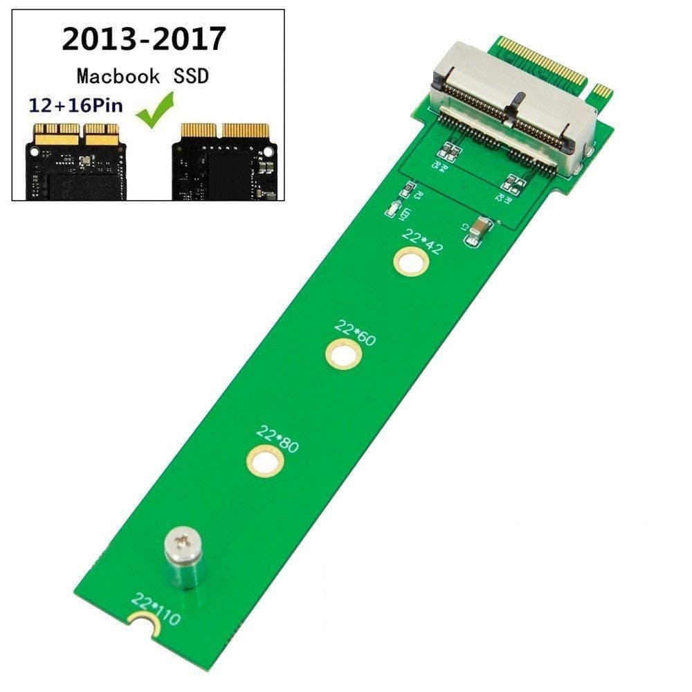 QNINE PCIe SSD to M.2 Key M Adapter Card for 2013 2014 2015 2016 2017 MacBook Air Pro Retina, Hard Drive Converter to Ngff M2, Support Model A1465 A1466 A1398 A1502