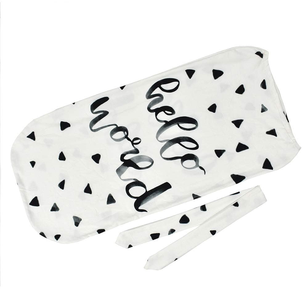 Romiracle Newborn Baby Swaddle Cocoon Sack, Cocoon Swaddle Sleeping Bag, Baby Photo Props (Boys Hello World (Swaddle+Headband))