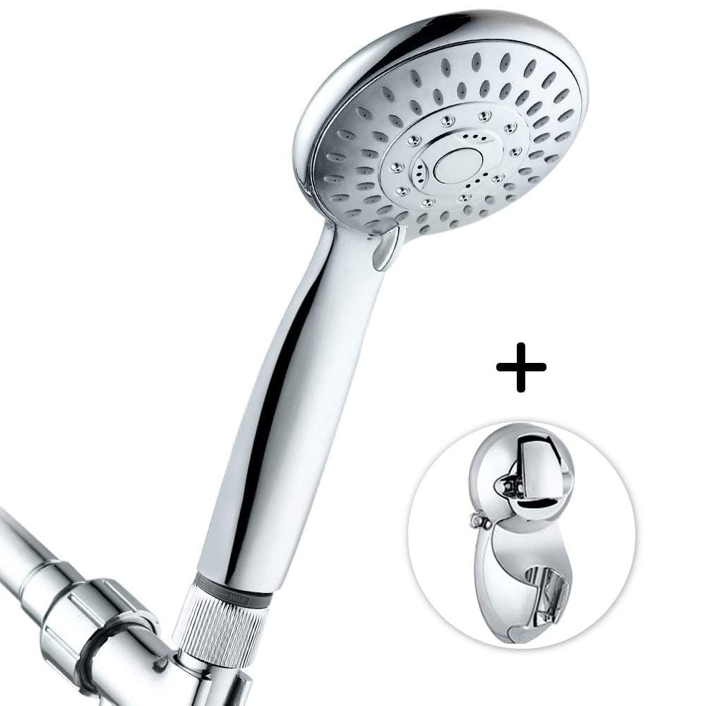 Faucet Shower Head, High Pressure Shower Head with Adjustable Height Suction Cup Bracket, 80 Inches Hose and Flow Regulator, Fog Surface Design, Shower System